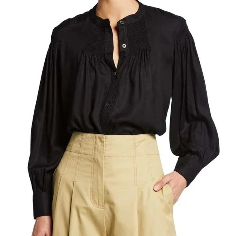 Rebecca Taylor Black Smock Yoke Poet Blouse